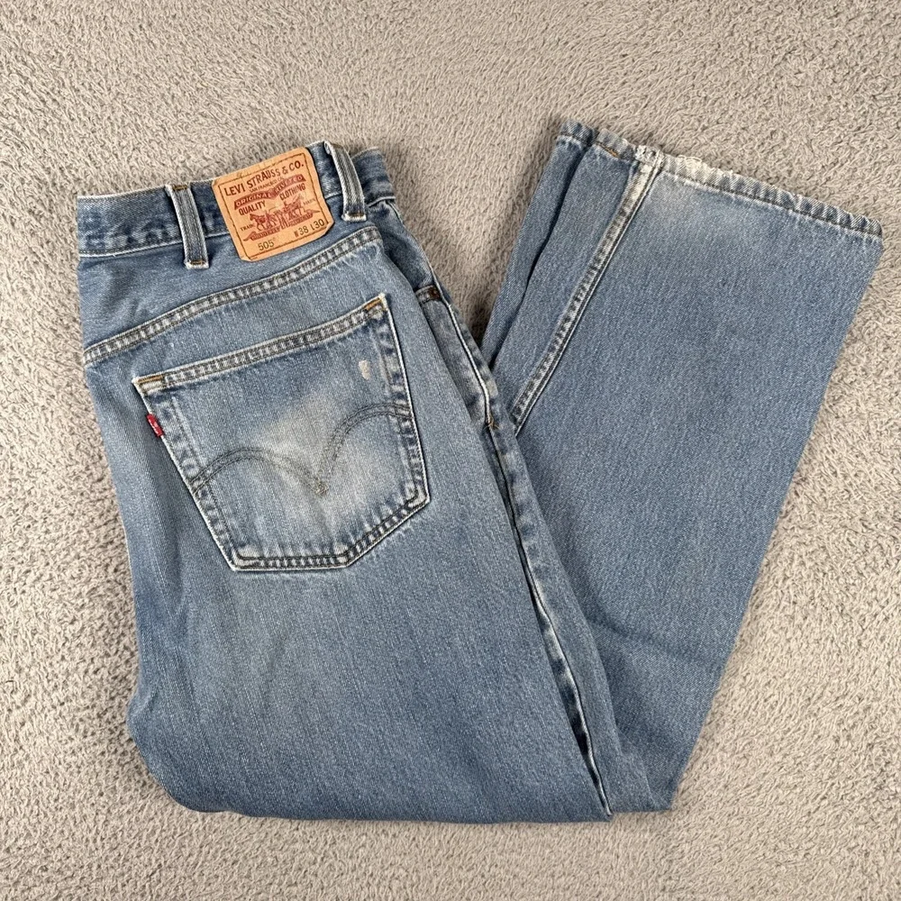 Levis 505 Jeans Mens 38x30 Regular‎ Straight VTG y2k Paint Distress
